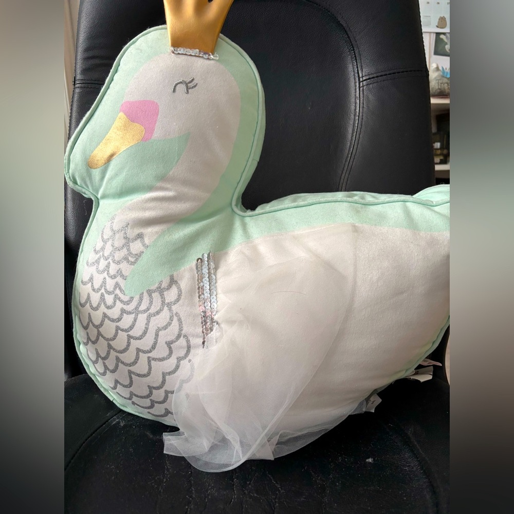 Tabitha Webb Swan Princess Pillow Mint Green‎ 20x20 TuTu Crown EUC